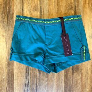 HALE BOB Blue Cotton Sateen Shorts w. Embroidered Waist